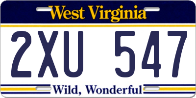 WV license plate 2XU547