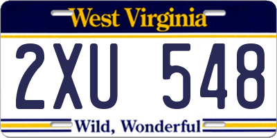 WV license plate 2XU548