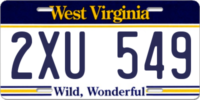 WV license plate 2XU549
