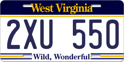WV license plate 2XU550