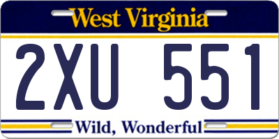 WV license plate 2XU551
