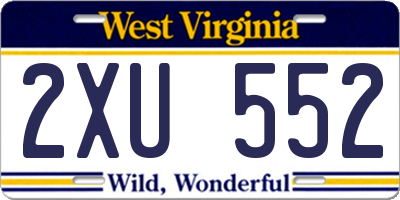 WV license plate 2XU552