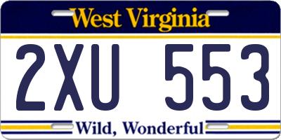 WV license plate 2XU553