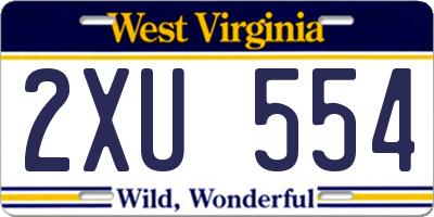 WV license plate 2XU554