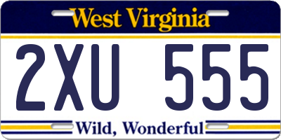 WV license plate 2XU555
