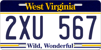 WV license plate 2XU567