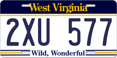 WV license plate 2XU577