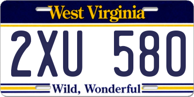 WV license plate 2XU580