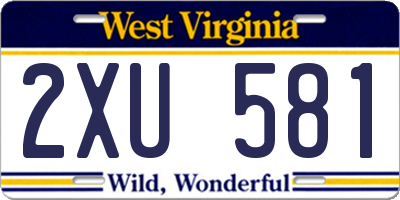 WV license plate 2XU581
