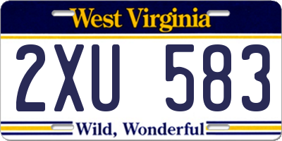 WV license plate 2XU583