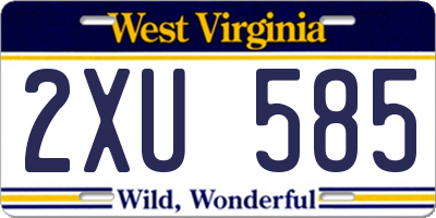 WV license plate 2XU585