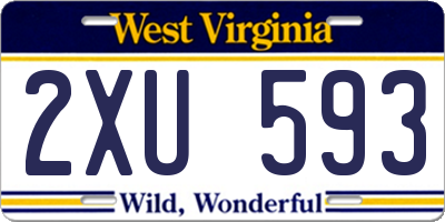 WV license plate 2XU593