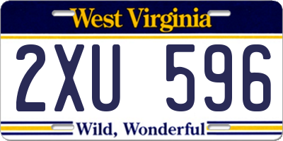 WV license plate 2XU596