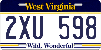 WV license plate 2XU598