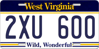 WV license plate 2XU600