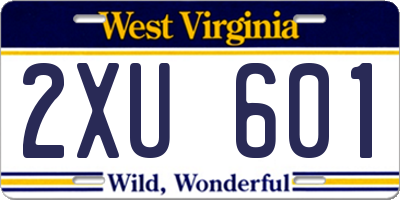 WV license plate 2XU601