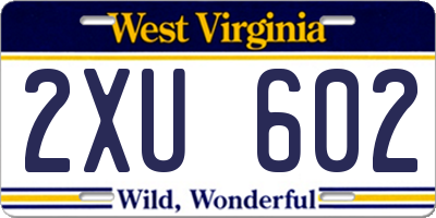 WV license plate 2XU602