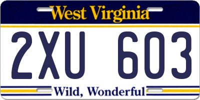 WV license plate 2XU603