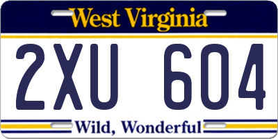 WV license plate 2XU604