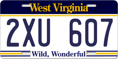 WV license plate 2XU607