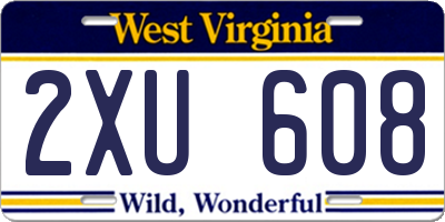 WV license plate 2XU608