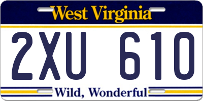 WV license plate 2XU610