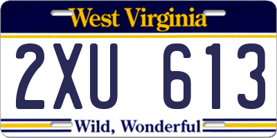 WV license plate 2XU613