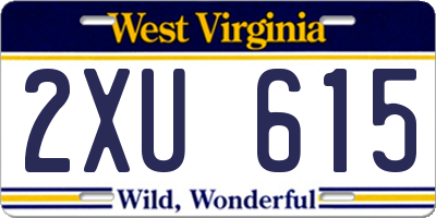 WV license plate 2XU615