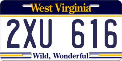 WV license plate 2XU616