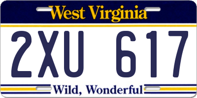 WV license plate 2XU617