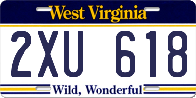 WV license plate 2XU618