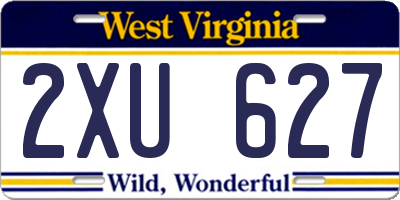 WV license plate 2XU627