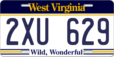WV license plate 2XU629