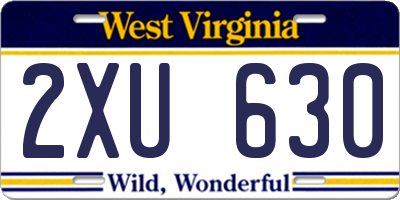 WV license plate 2XU630