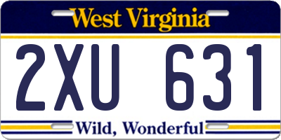 WV license plate 2XU631