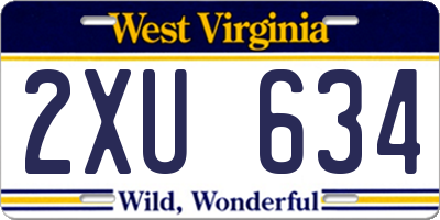 WV license plate 2XU634
