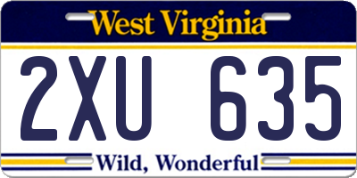 WV license plate 2XU635
