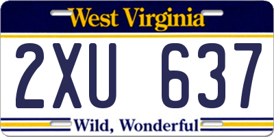 WV license plate 2XU637