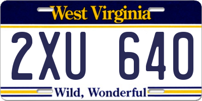 WV license plate 2XU640