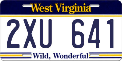 WV license plate 2XU641