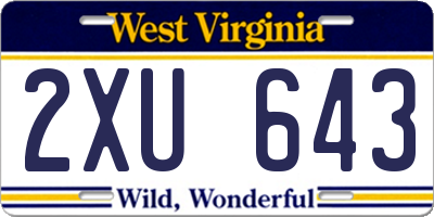 WV license plate 2XU643
