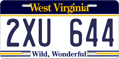 WV license plate 2XU644