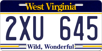 WV license plate 2XU645