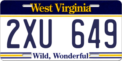 WV license plate 2XU649