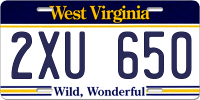 WV license plate 2XU650