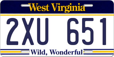 WV license plate 2XU651