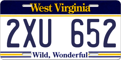 WV license plate 2XU652