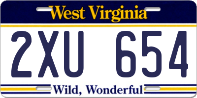 WV license plate 2XU654
