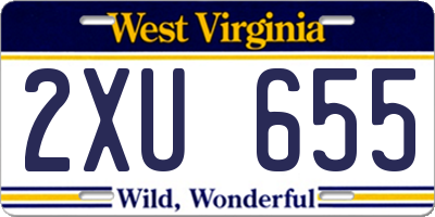 WV license plate 2XU655