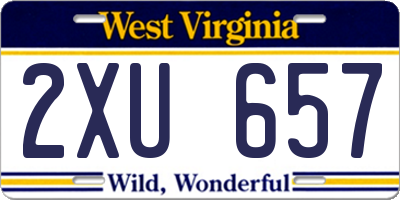 WV license plate 2XU657